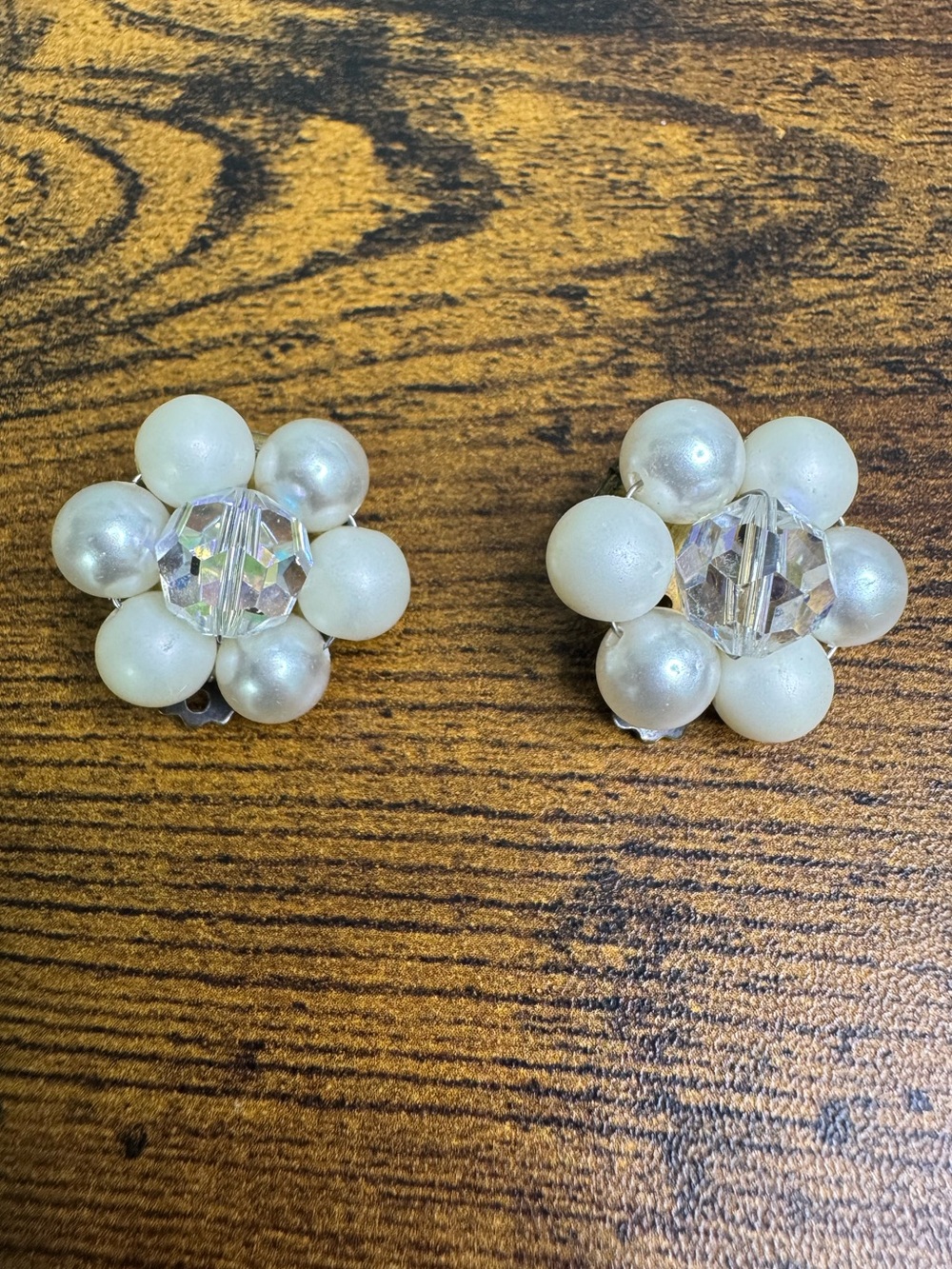 4/$20 Classic Pearl Cluster Clip-On Earrings - White